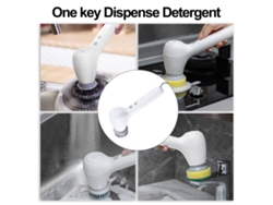 Fregadora eléctrica inalámbrica Aoresac, fregadora portátil de mano con dispensador automático de detergente y 5 cabezales de cepillo de limpieza.