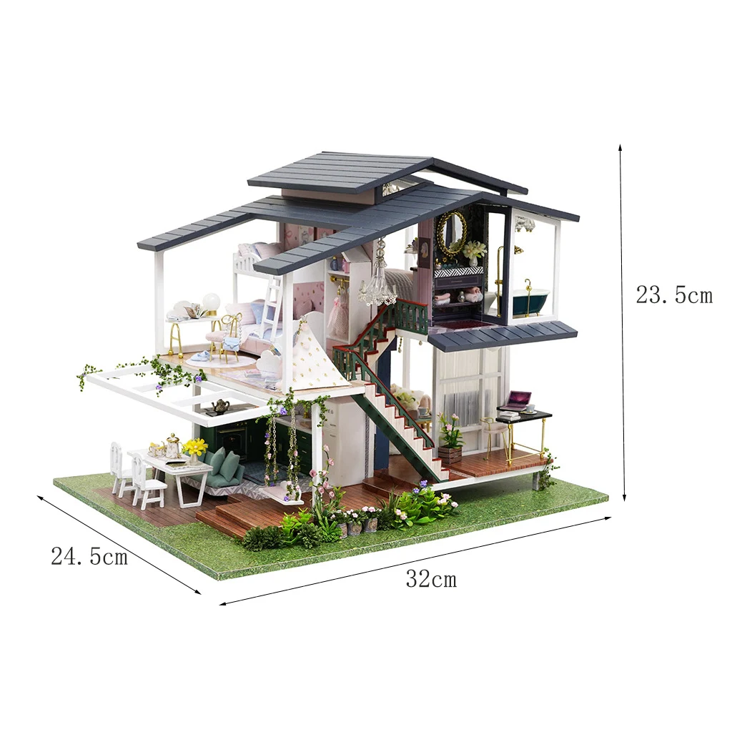Casa De Muñecas De Madera "casa De Ensueño" Para Armar Uno Mismo, Casa Miniatura Romántica