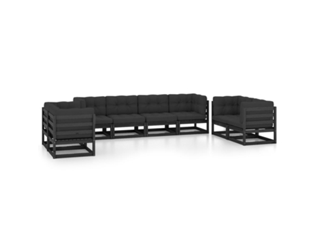 Conjunto 8 de muebles de jardín VIDAXL y cojines madera pino maciza