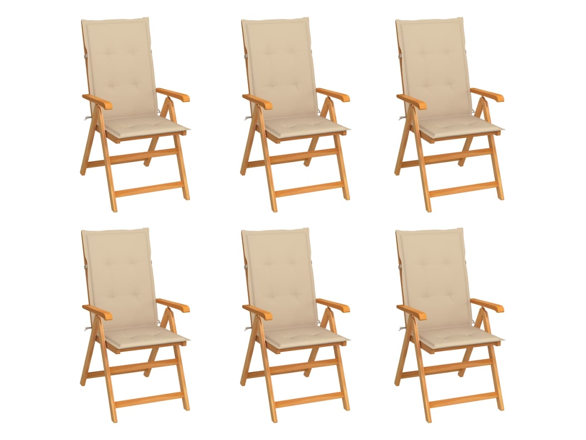 Sillas de jardín DKD Home Decor de 6 piezas con cojines beige