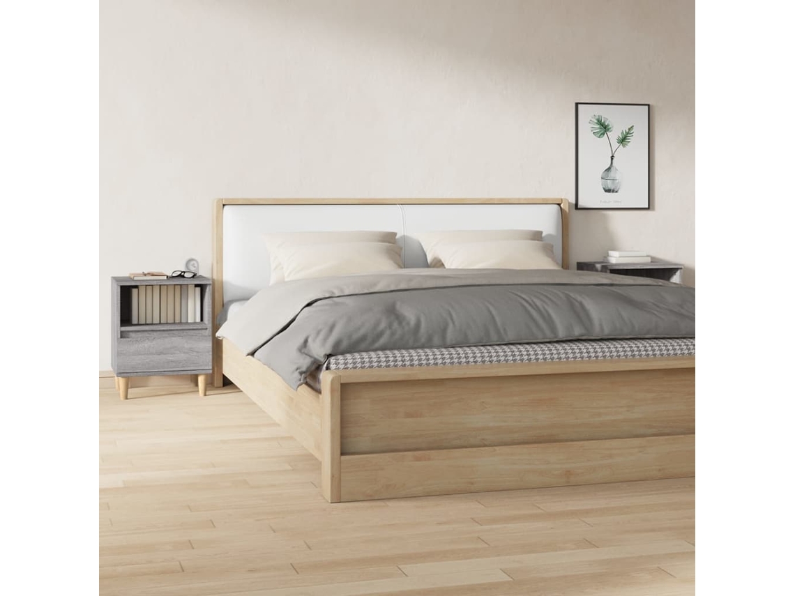 Mesitas de Noche 2 Pzs 40X35X50 Cm Gris Sonoma