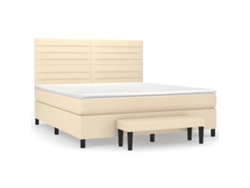 Maison Exclusive - Cama Box Spring Con Colchón Tela Color Crema 160x200 Cm