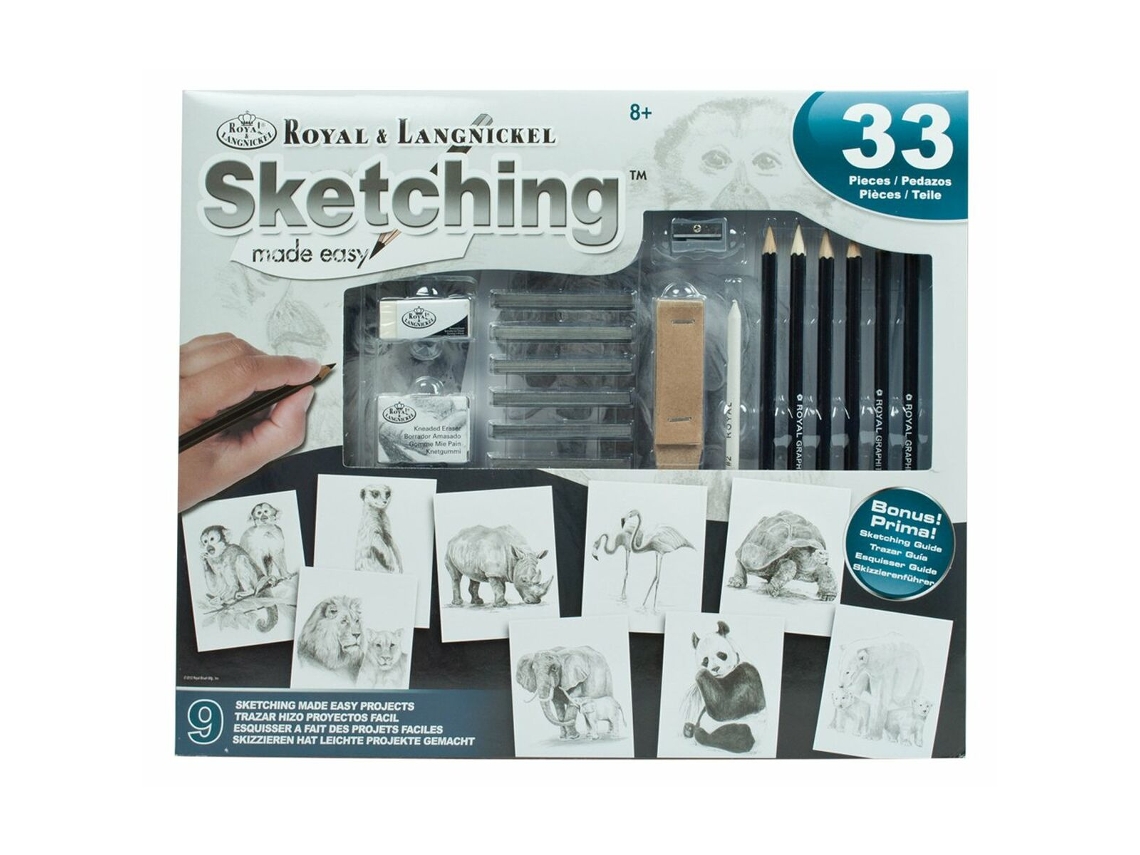 Set de Dibujo ROYAL & LANGNICKEL SKETCHING MADE EASY 33 Piezas