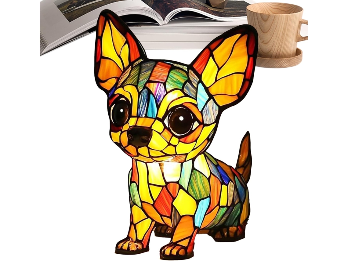 Luz nocturna LED de resina colorida con temática de perro, ideal para escritorios y habitaciones infantiles, Gokoco