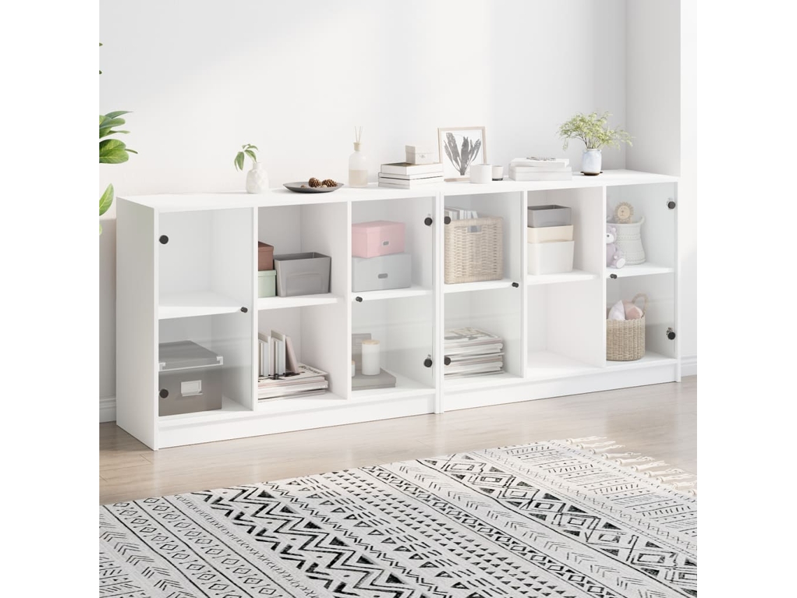 Estantería | Librería | Estante De Libros Con Puertas Madera De Ingeniería Negro 204x37x75 Cm