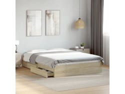 Cama Con Cajones Madera Ingeniería Roble Sonoma 140x190 Cm