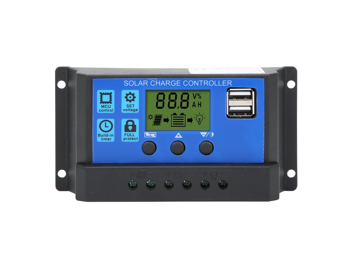 Controlador De Paneles Solares Con Lcd Y Salida Usb Doble 12v/24v 30a