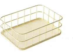Almacenamiento de escritorio de metal dorado, caja de hierro, bandeja de malla, cestas decorativas para el hogar