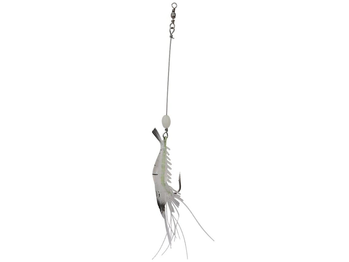 Isca Artificial Camarão Bionico Luminoso Para Pesca De Noite Com Gancho Água Doce E Salgada Branco
