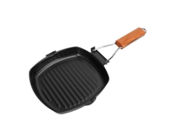Sartén Antiadherente De Hierro Forjado Con Mango De Madera Plegable Para Acampar Y Cocinar, 20 Cm.