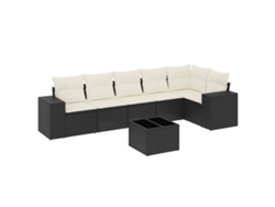 Maison Exclusive - Set De Comedor De Jardín 7 Pzas Y Cojines Ratán Sintético Negro
