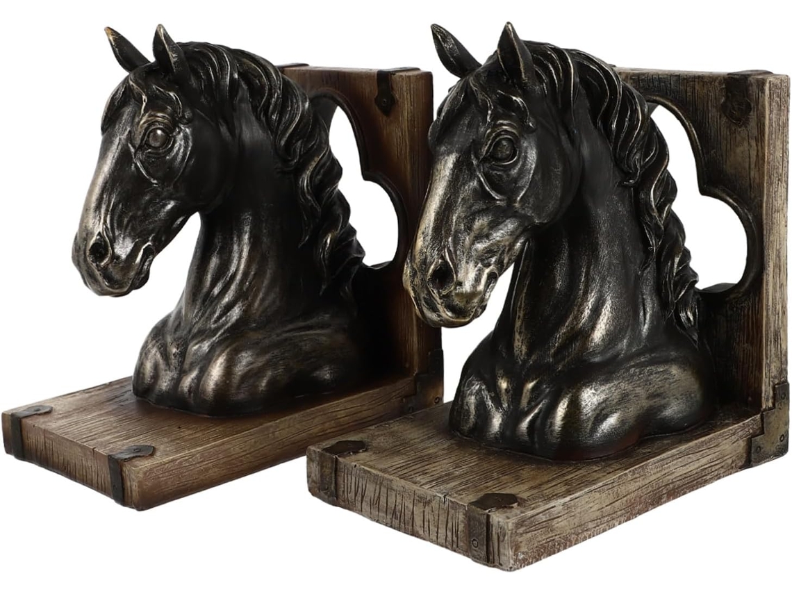 Sujetalibros Retro De Resina Con Forma De Cabeza De Caballo, Clips Decorativos Para Libros, Accesorio Para Estantería