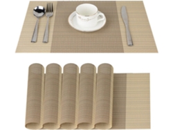 Toalha Americana - Resistente A Escorregões, Lavável Com Água - Material Pvc Resistente Ao Calor - 6 Peças - 30x45 Cm Listrado Bege