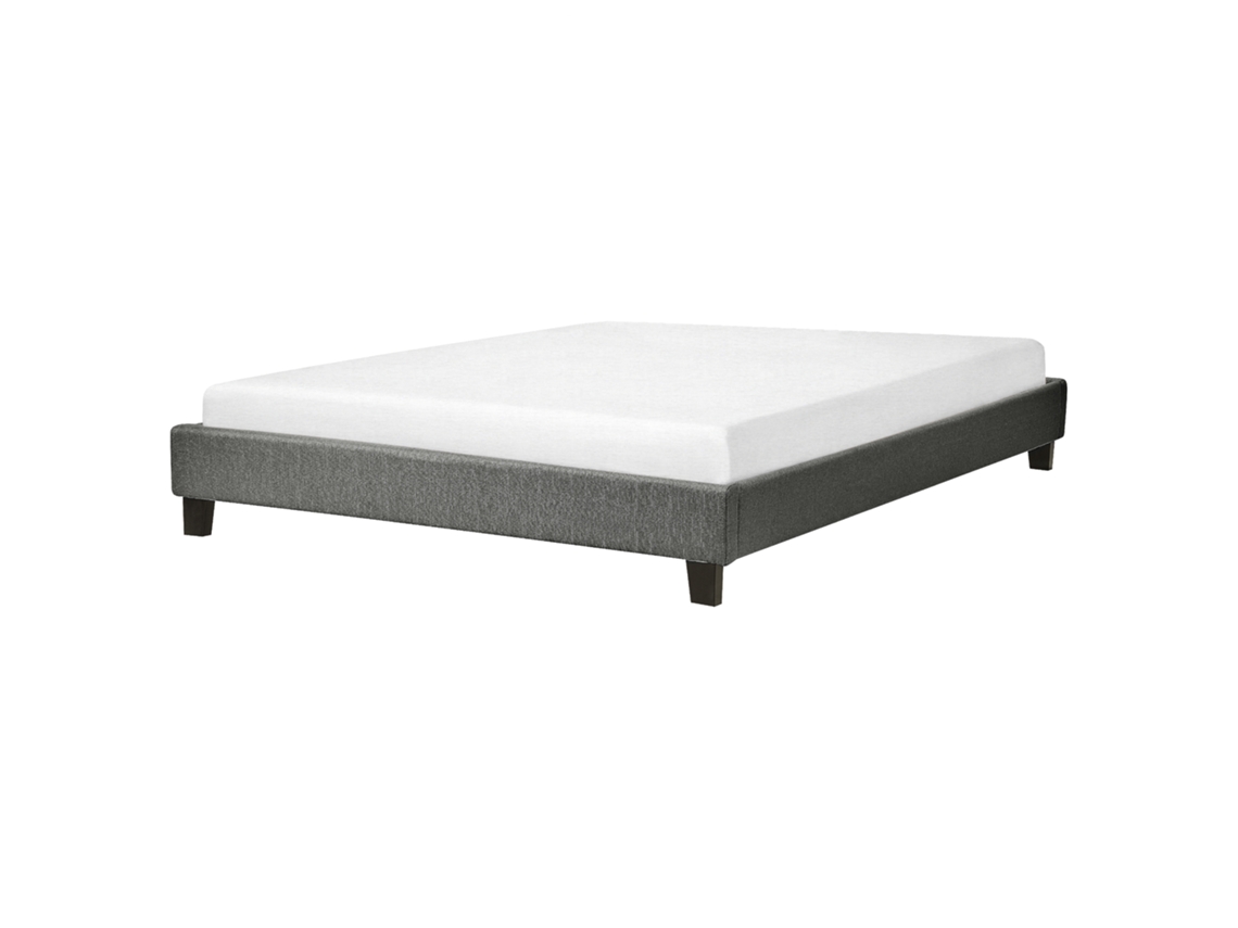 Cama con somier BELIANI Roanne de Poliéster Gris 169x211x29