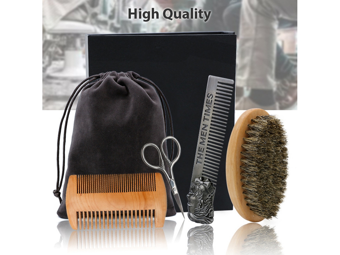 Vlrla-profissional Barba Brush Conjunto Com Comb, Scissors Para Styling