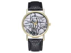 Reloj De Pulsera Unisex Zhoulianfa Con Correa De Cuero Sintético E Ilustración Clásica (negro)