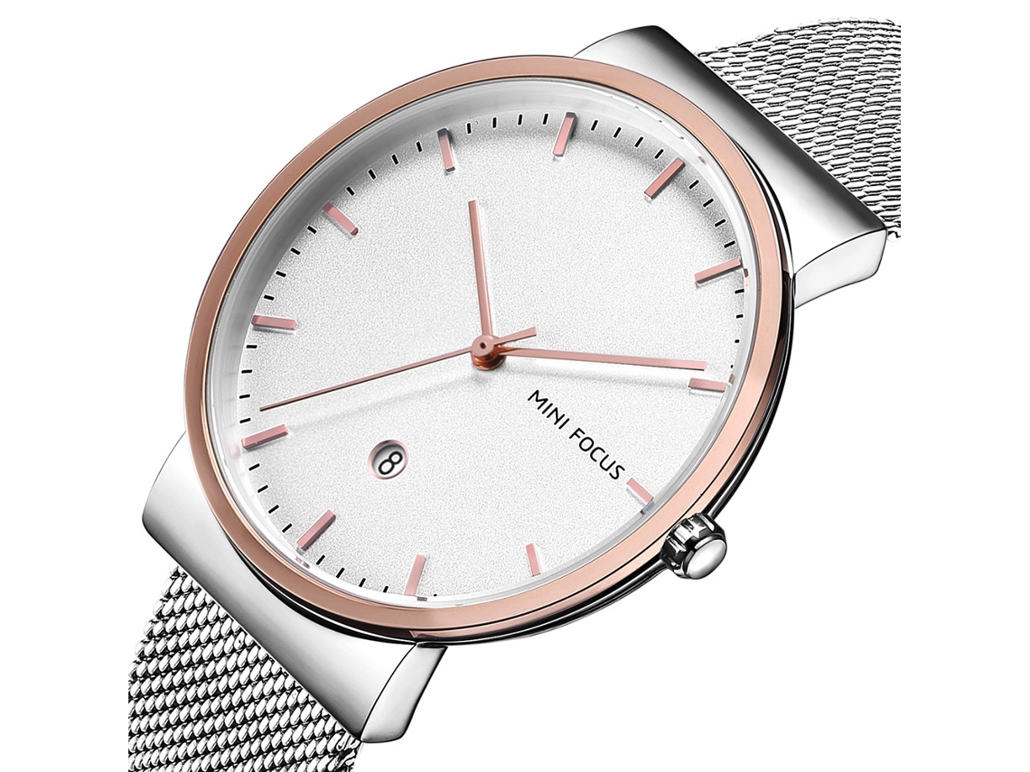 Reloj De Pulsera De Cuarzo Para Hombre Y Mujer Con Esfera Redonda Y Brazalete De Metal Rojo.