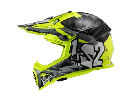 Casco de Motocross LS2 Mx437 Fast Evo Mini Crusher Black Yellow (Talla: M)