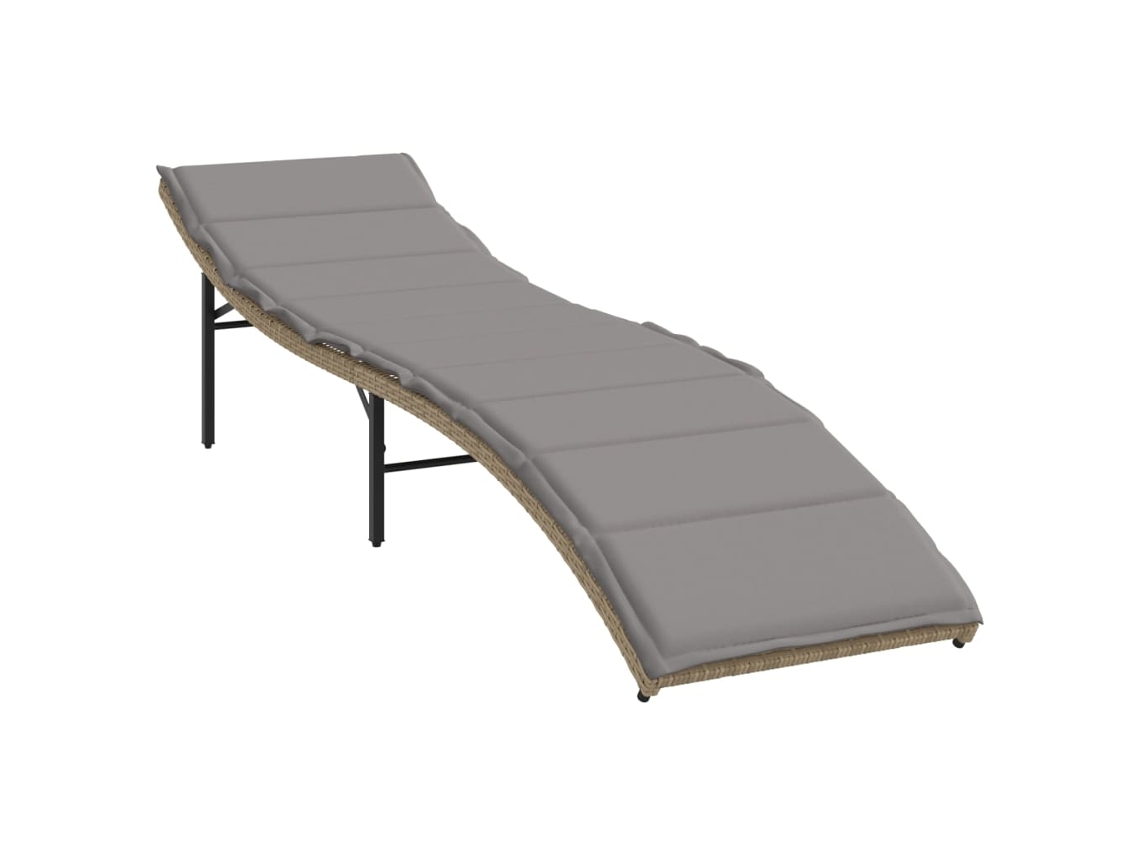 Chaise longue de mimbre beige con cojín MAISON EXCLUSIVE (55x199x50 cm)