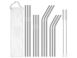 Juego De Popotes Chrui En Acero Inoxidable 12 Piezas, Con Estuche, Cepillo Limpiador Para 30 Oz Y 20 Oz (plateado)