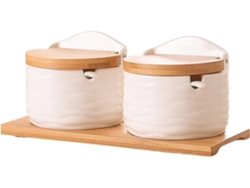 Salero Decorativo Con Tapa Y Cuchara De Bambú Para La Mesa De La Cocina O El Comedor, Azucarero,