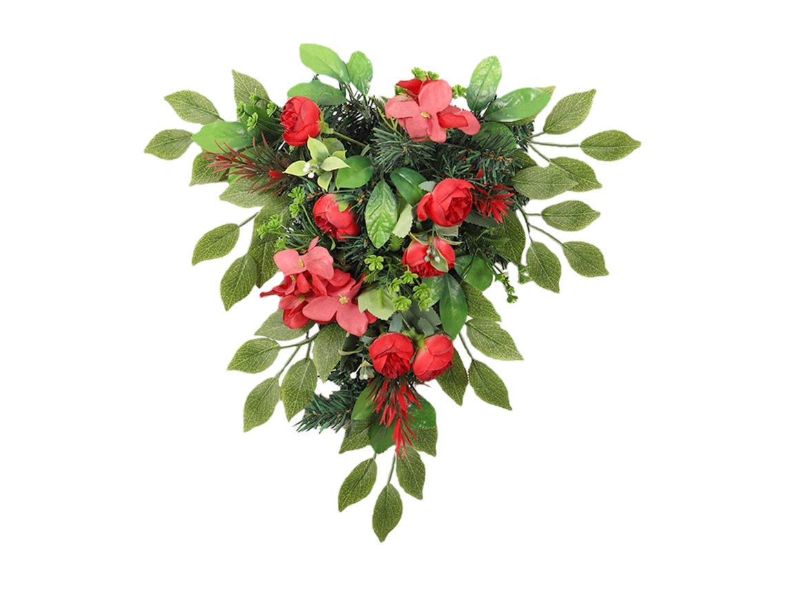 Decoración De Pared Artificial En Forma De Lágrima Con Hortensias Y Té Rojo Para Navidad.