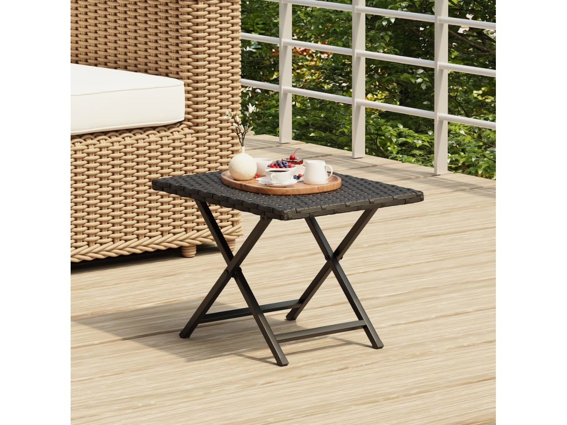 Mesa plegable de 45x35x32 cm, mimbre PE negro HARLANV1