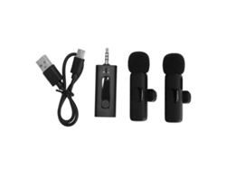Micrófono De Solapa Inalámbrico 1 A 2 Con Reducción Automática De Ruido, Clip Para Transmisión En Vivo, 3,5 Mm