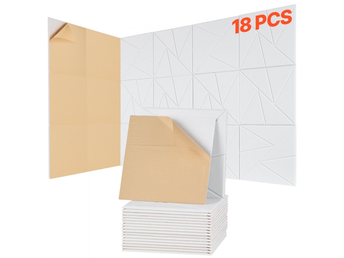 Conjunto de paneles acústicos blancos de 300x300 mm con adhesivos para aislamiento acústico Tekmaquinas