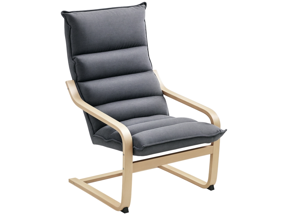 Poltrona Moderna Veludo, Encosto Alto, Pés de Madeira, Veludo, 67x83x105 Cm, Cinza | S/MARCA