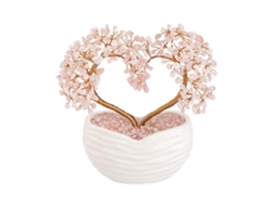 Árbol de dinero de cristal de cuarzo rosa con corazones, adorno bonsái NEVEANCE