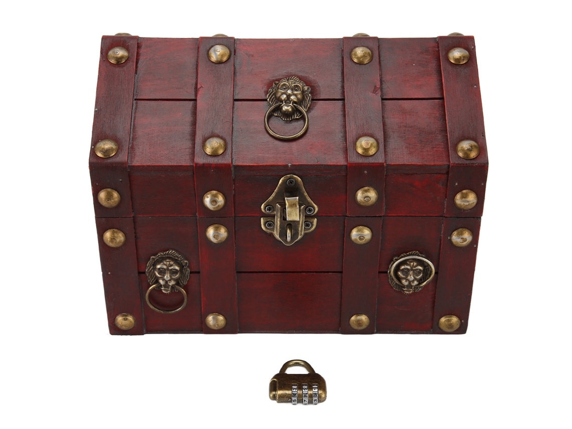 Caja De Almacenamiento De Madera Vintage Con Cerradura De Combinación Antigua.