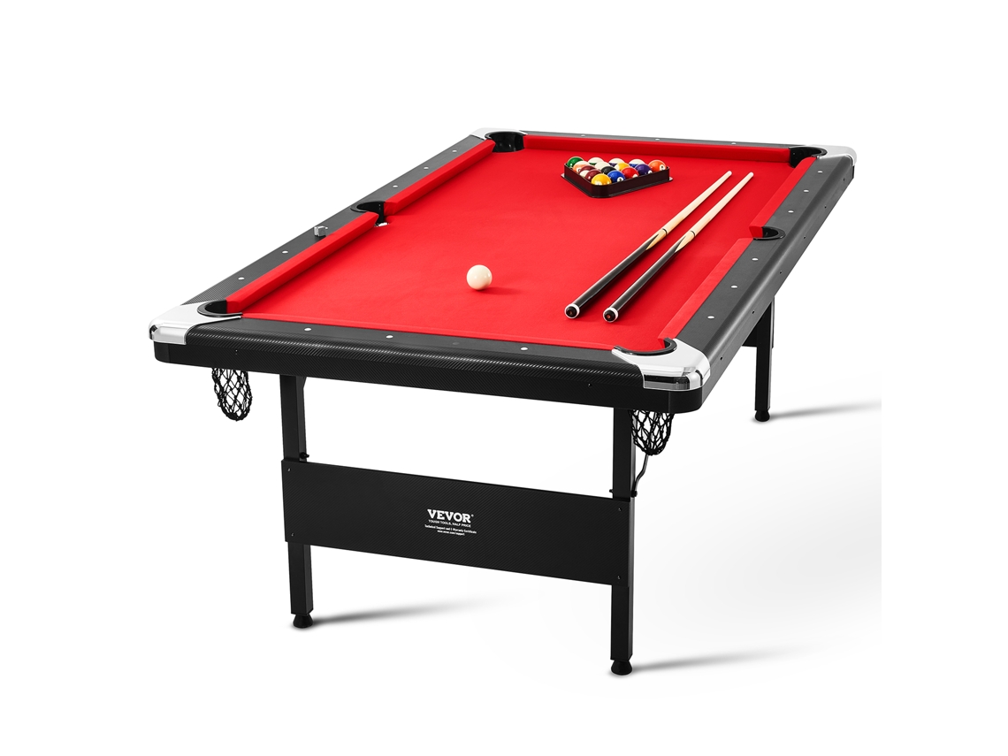 VEVOR 7ft Billiards Table Portable Pool Table Red Cloth for Family Game Room
