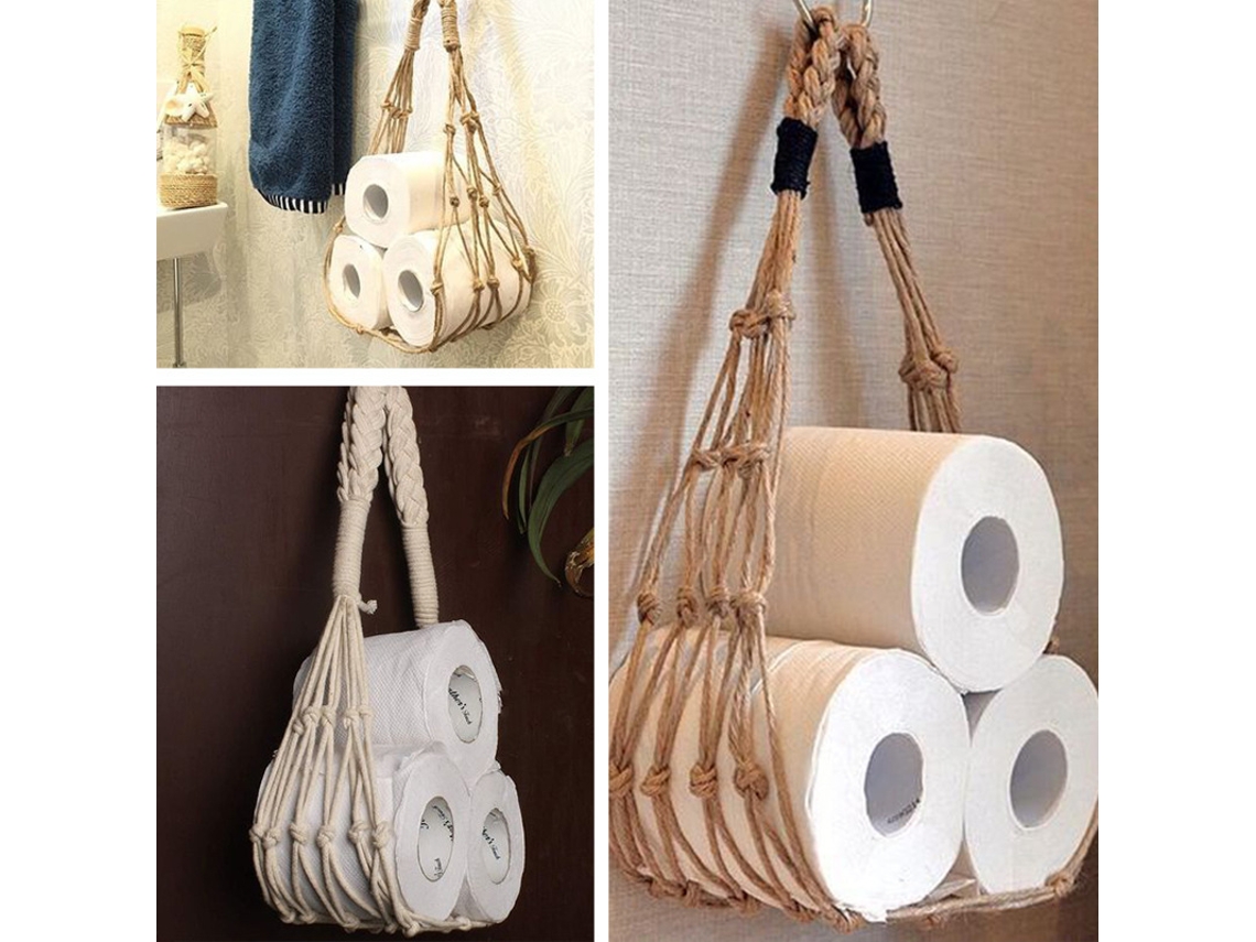Papel higiénico colgado en cuerda de algodón para baño Jortmrd