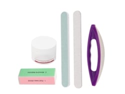 Conjunto De Ferramentas De Manicure E Pedicure Com Lixa, Buffer, Cera, Palito E Pincel Para Unhas 5pcs
