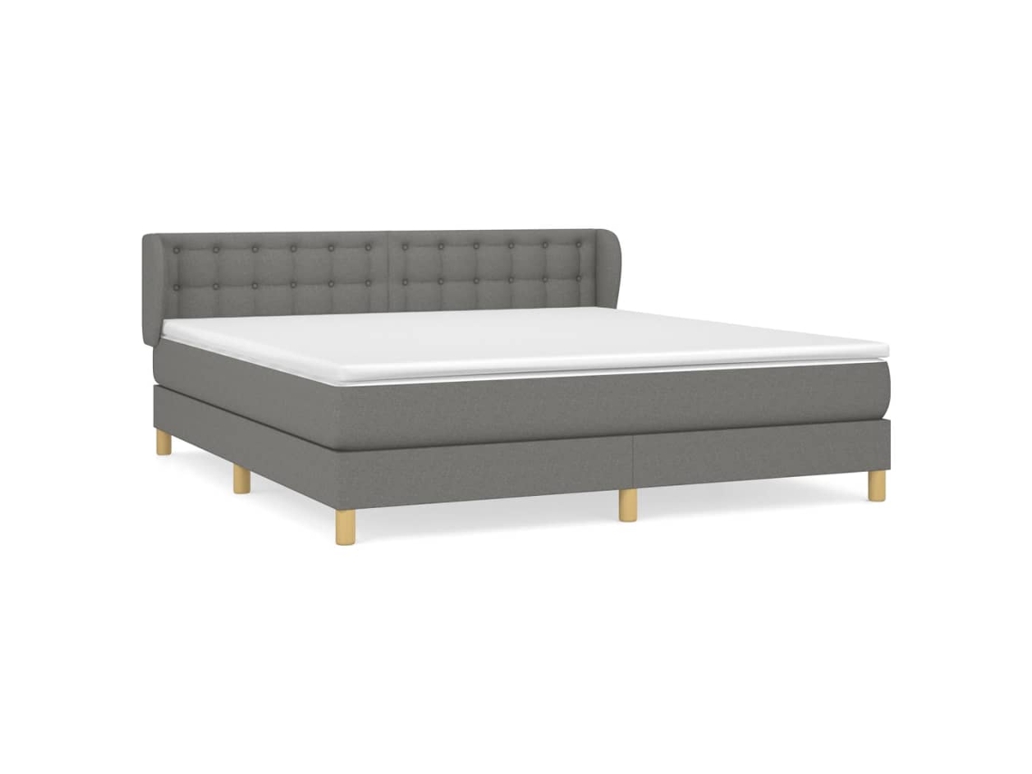 Maison Exclusive - Cama Box Spring Con Colchón Tela Gris Oscuro 180x200 Cm