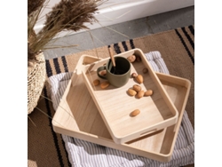 Set de 2 bandejas de madera rectangulares 35x45x4,5cm MEVAK LIVING