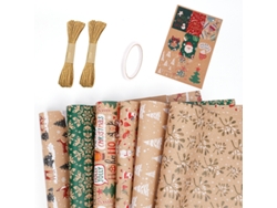 Papel de regalo navideño Eifson (6 hojas), ideal para Navidad y fiestas de invierno, 70 x 50 cm (08)