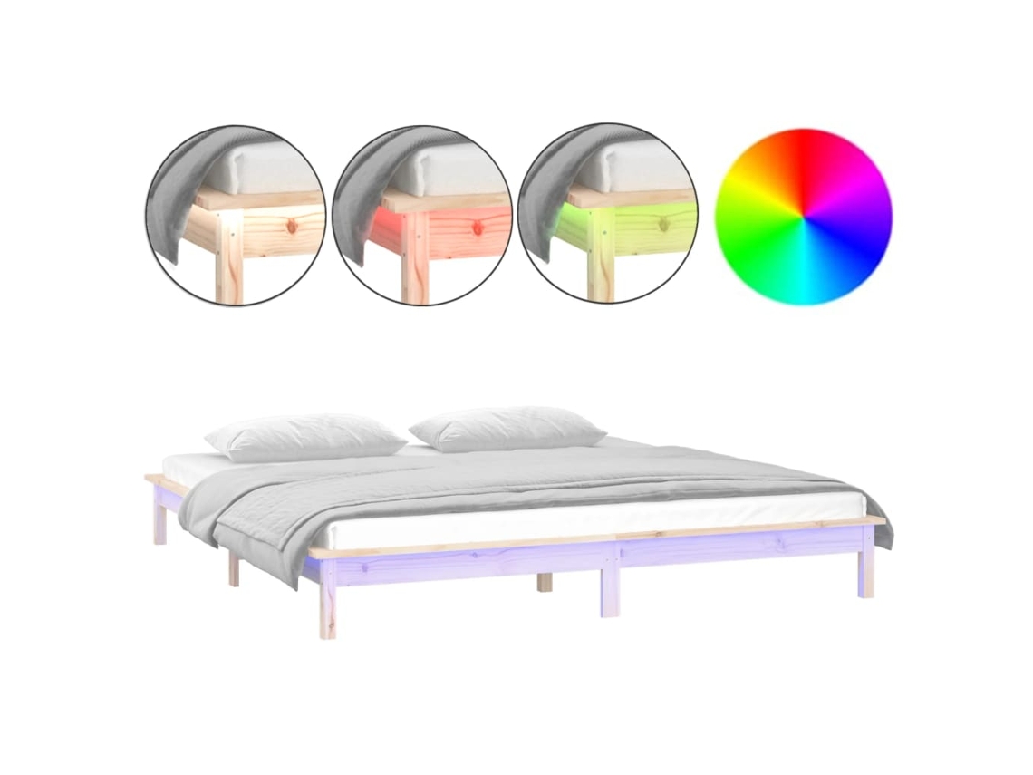 Maison Exclusive - Estructura De Cama Led Sin Colchón Madera Maciza 160x200 Cm