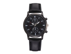 Reloj De Pulsera De Cuarzo Informal Para Hombre Fanteeda De Piel Sintética, Color Negro.