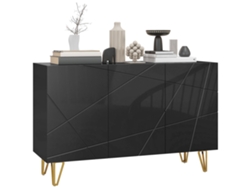 Aparador para salón/recibidor, con 3 puertas, estantes ajustables, 120x40x75 cm, negro, ZENCORE SERVICES