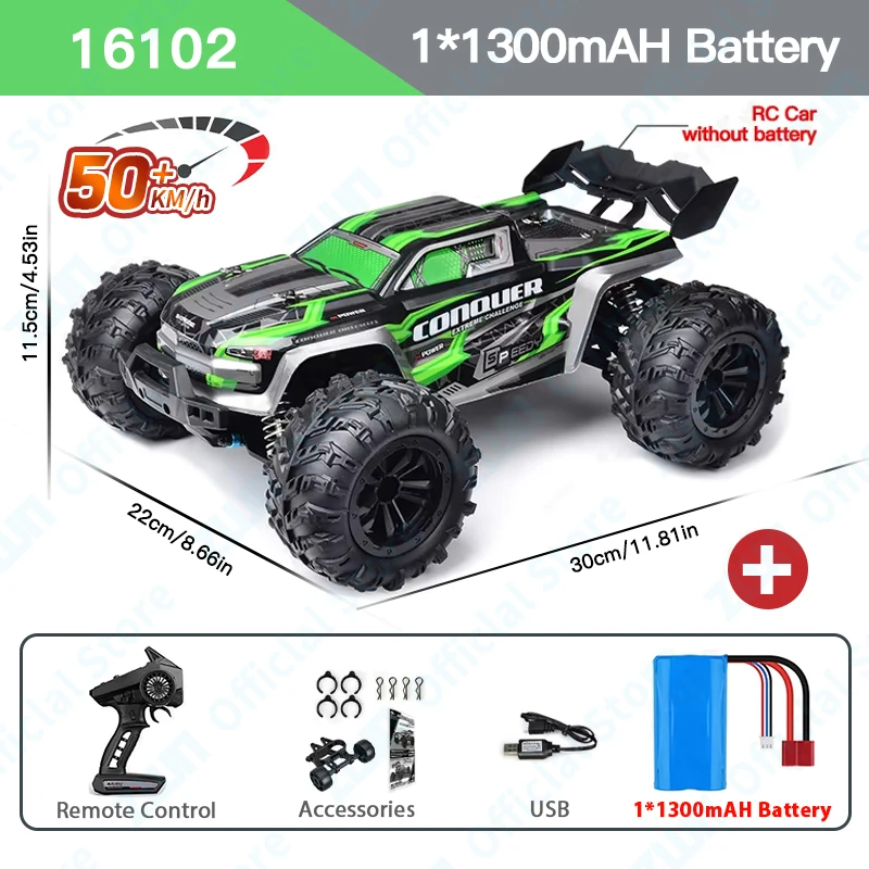 Vehículo Todoterreno Inalámbrico De Control Remoto (verde) 2.4g Con Luces Led, Juguete Para Niños