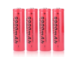4 baterías recargables 18650 de 9900 mAh, tamaño mini, gran capacidad, color rojo.
