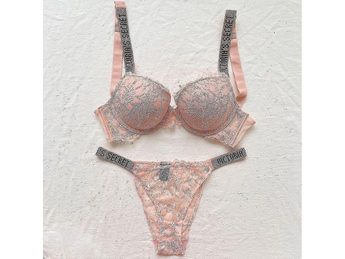 Conjunto De Lencería Mujer Sostenible Sin Costuras Push Up Con Tirantes Ajustables Y Piedras 85b Rojo
