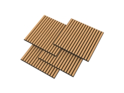 Conjunto de 4 paneles acústicos Vang 3d con láminas lineales de 1,44 m² en roble oscuro Neu.holz