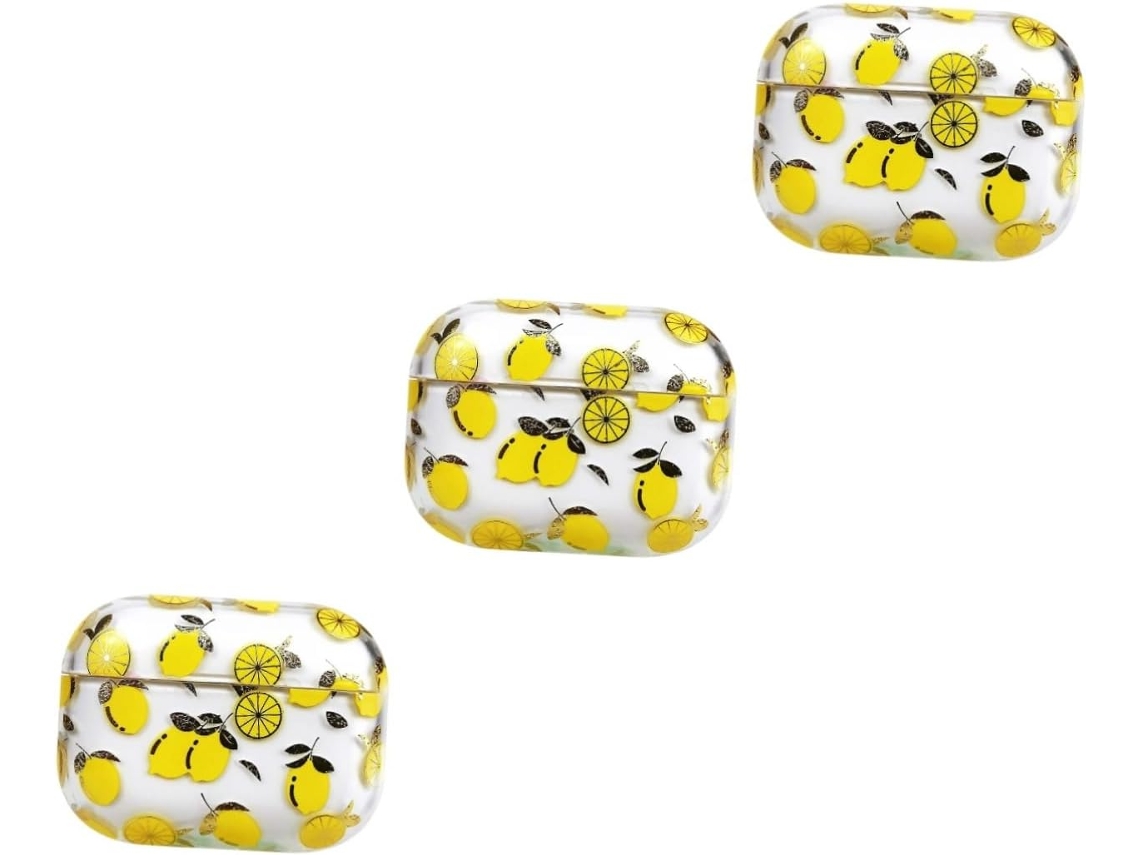 Estuche Completo De 3 Piezas Para Auriculares Con Resistente Estampado De Limón.