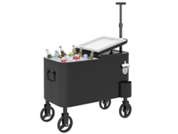 Carrinho Frigorífico De 56l Com Rodas Pega Ajustável Abre-garrafas Recolhedor De Tampas Dreno 75x35x120 Cm Preto