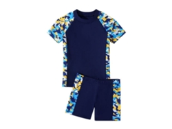 B91xz Conjunto de traje de baño de 2 piezas con camiseta de manga corta y pantalones cortos de secado rápido Amarillo 4-5 años