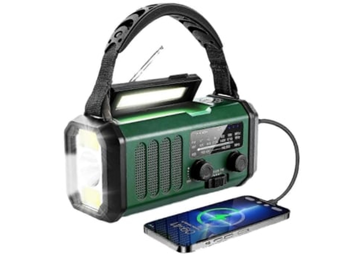 Radio de emergencia, radio solar de manivela, radio de emergencia con linterna Panoona