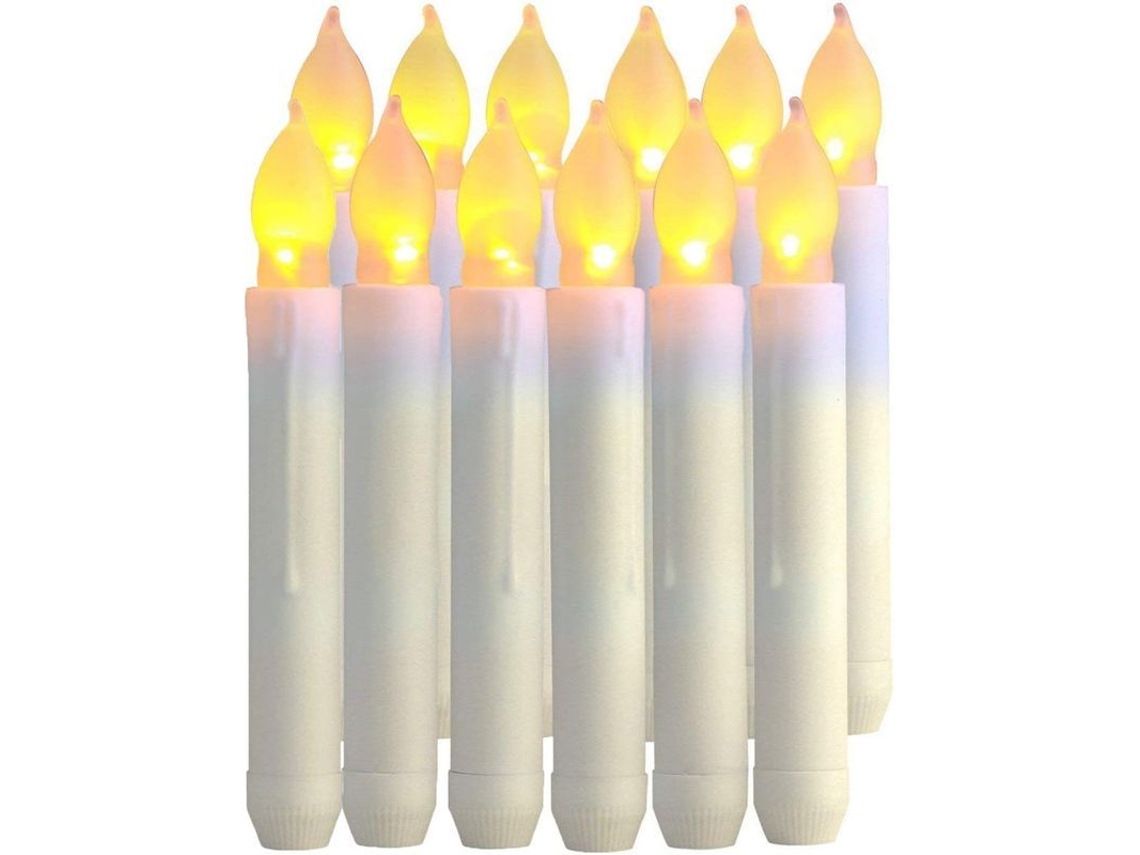 12 velas LED sin llama a pilas para Navidad, bodas y fiestas, 6,5 x 0,9 pulgadas, decoración.